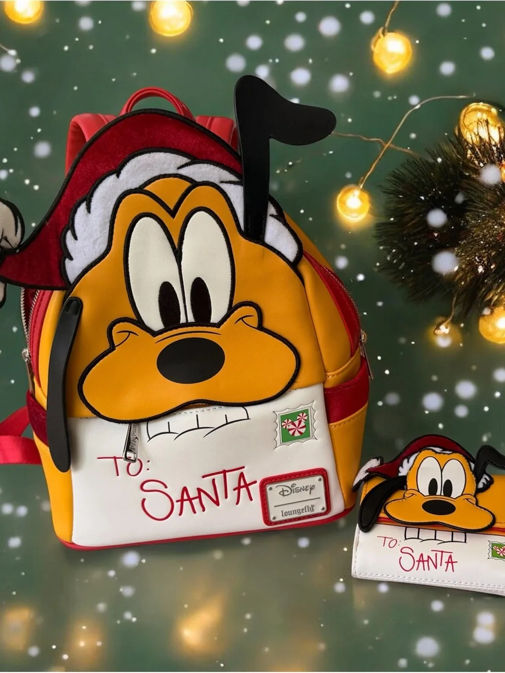 Disney Kids' Pluto Holiday Mini Backpack - Red & Yellow loungefly